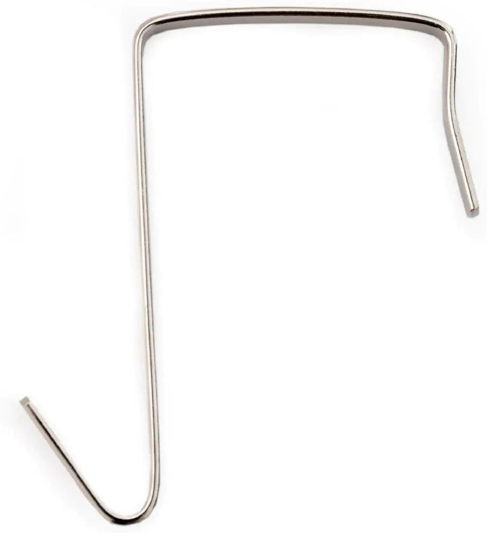 Metallic U-shaped hook on a white background