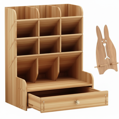 Empty Wooden Desk Organizer