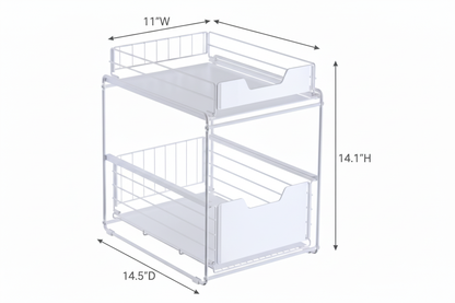 Under sink organizer dimensions - 14.5 inches depth x 11 inches width x 14.1 inches height
